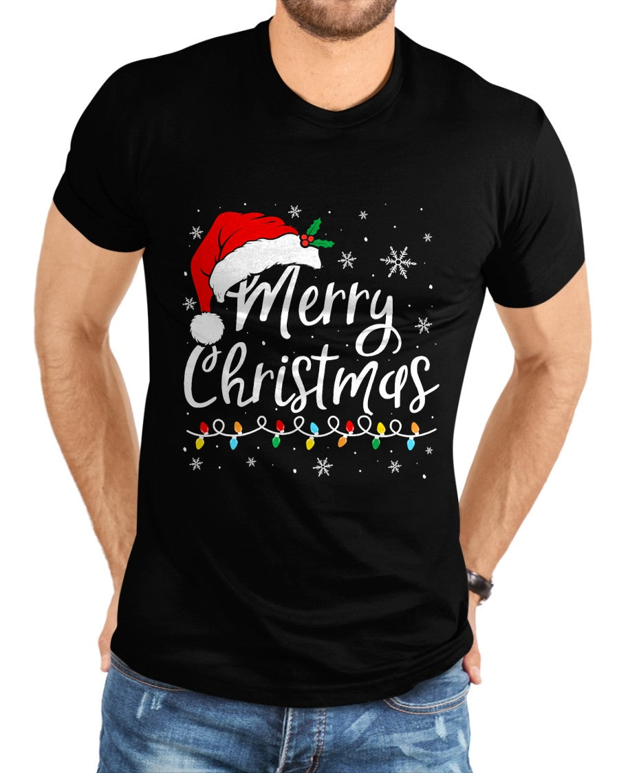 Merry Christmas Lights Santa Hat Xmas Family Matching Pajama T-Shirt - Christmas Unisex T-Shirt/Hoodie/Sweatshirt - NINA00