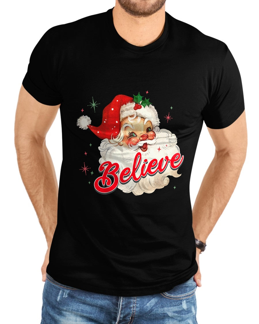 Vintage Santa Claus Believe Christmas Women Boys Girls T-Shirt - Christmas Unisex T-Shirt/Hoodie/Sweatshirt - NINA00