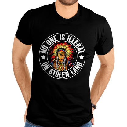 Native American T-Shirts, Vintage Native American Unisex T-Shirt/Hoodie/Sweatshirt HLT00 - Native American No One Is Illegal On Stolen Land Immigration T-Shirt
