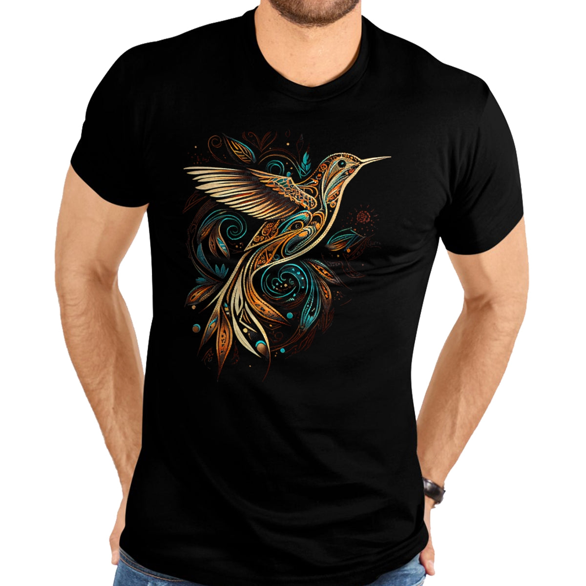 Native American T-Shirts, Vintage Native American Unisex T-Shirt/Hoodie/Sweatshirt HLT00 - Hummingbird Native American Indian Northwest Tribal Graphic T-Shirt