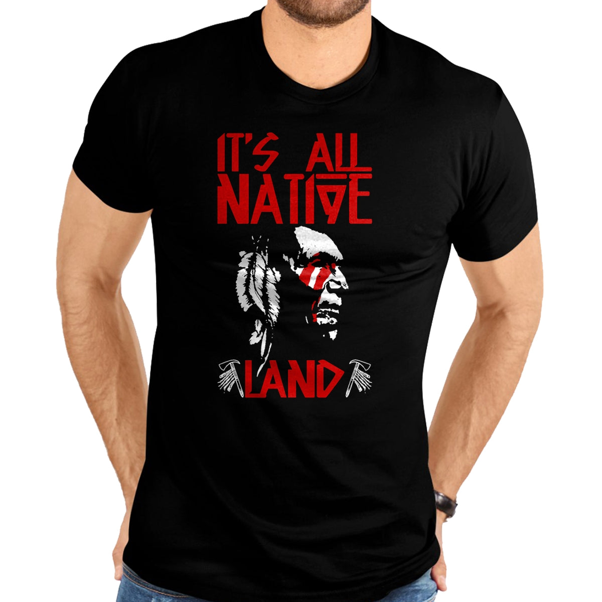 Native American T-Shirts, Vintage Native American Unisex T-Shirt/Hoodie/Sweatshirt HLT00 - It's All Native Land American Native Funny T-Shirt