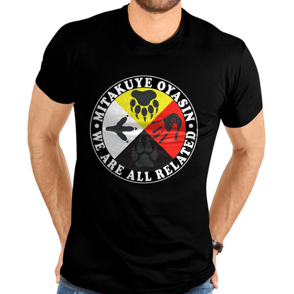 Native American T-Shirts, Vintage Native American Unisex T-Shirt/Hoodie/Sweatshirt HLT00 - Native American Medicine Wheel Mitakuye Oyasin T-Shirt (1)