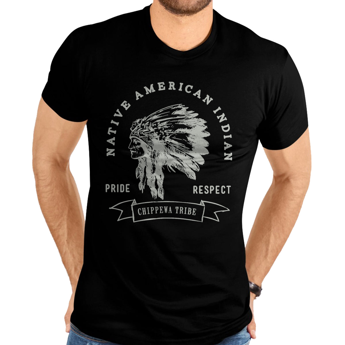 Native American T-Shirts, Vintage Native American Unisex T-Shirt/Hoodie/Sweatshirt HLT00 - American Flag - Chippewa Tribe Native American Indian Pride Respect Love T-Shirt