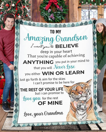 BLANKET FOR GRANDSON FROM GRANDMA – COMFORT & WARMTH GIFT