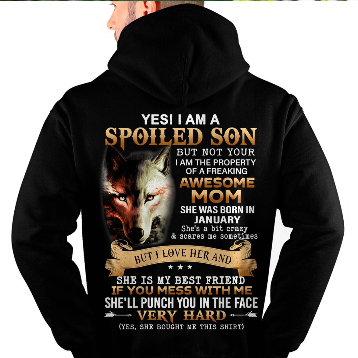 January - Lucky Son of Awesome Mom - Perfect Gift for Son From Mom - NINA01 (SKU10-128-01)