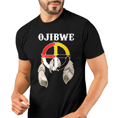 Native American T-Shirts, Vintage Native American Unisex T-Shirt/Hoodie/Sweatshirt HLT00 - Ojibwe Anishinaabeg People Native American Medicine Wheel T-Shirt (1)