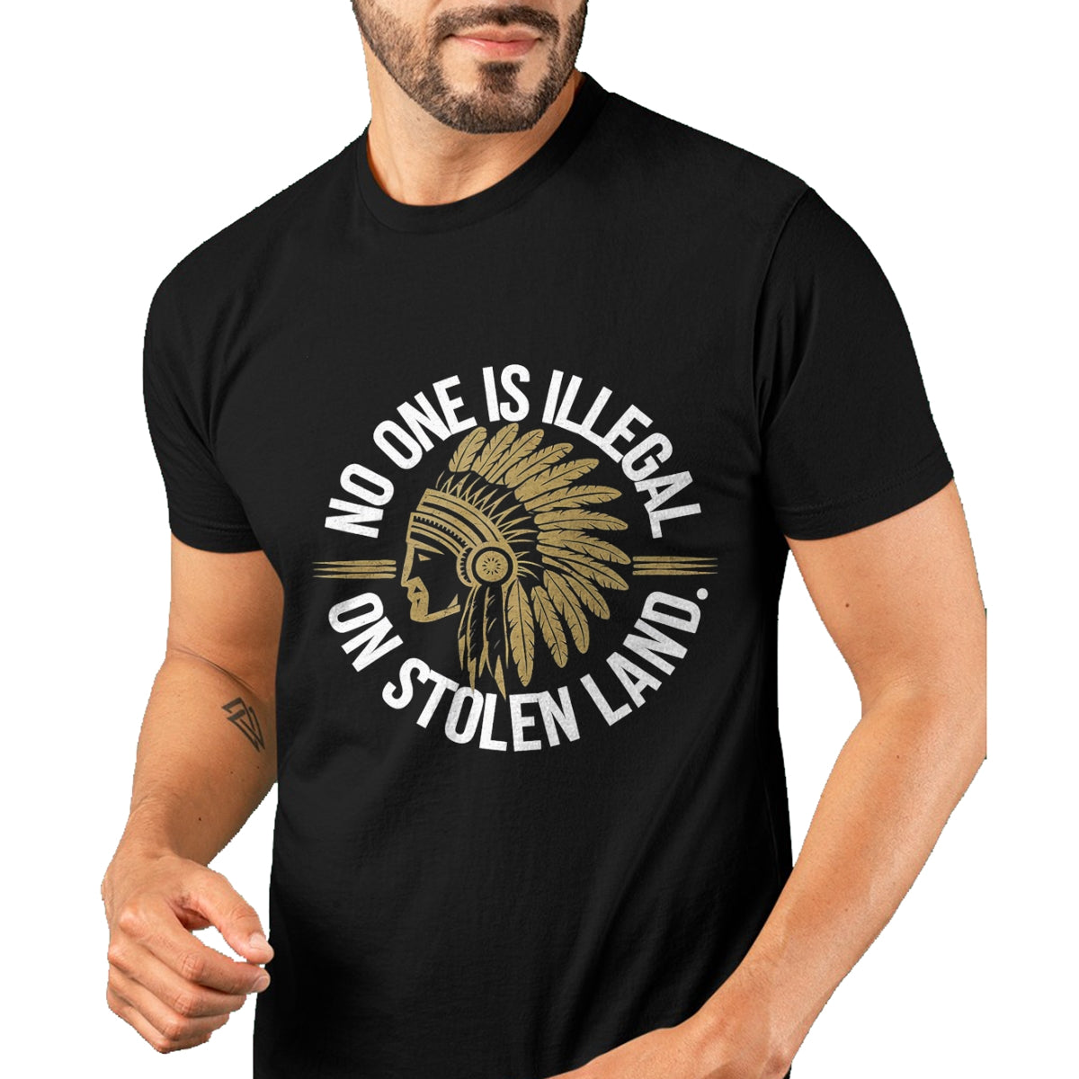 Native American T-Shirts, Vintage Native American Unisex T-Shirt/Hoodie/Sweatshirt HLT00 - Native Americans No One Is Illegal on Stolen Indian Land T-Shirt