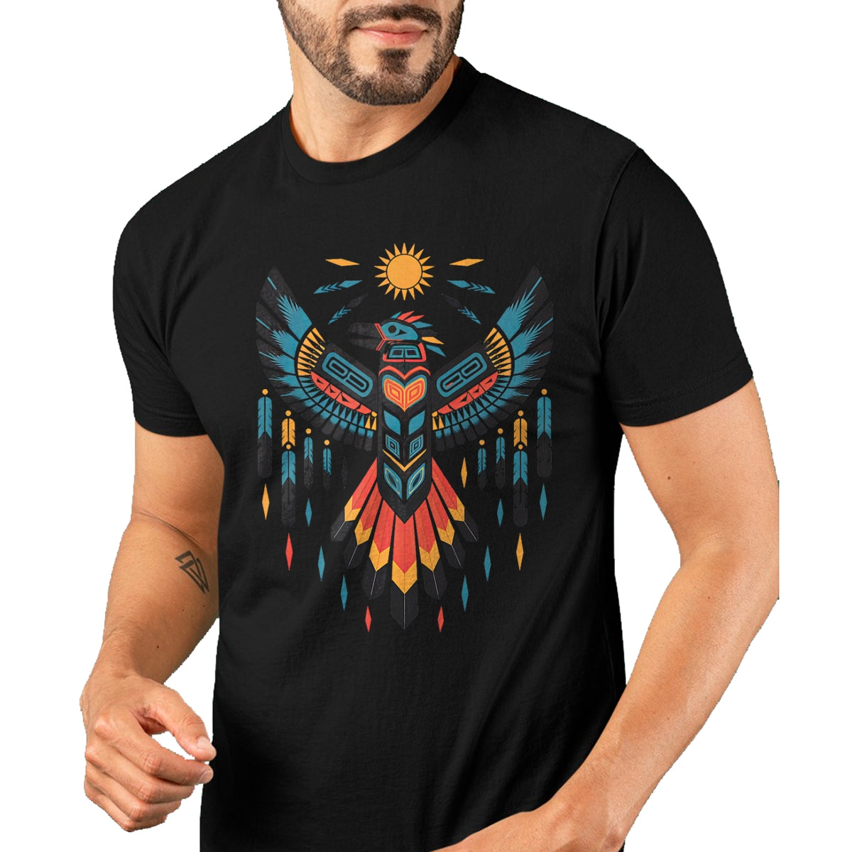 Native American T-Shirts, Vintage Native American Unisex T-Shirt/Hoodie/Sweatshirt HLT00 - North American Tribal Thunderbird Vibrant Geometric Design T-Shirt