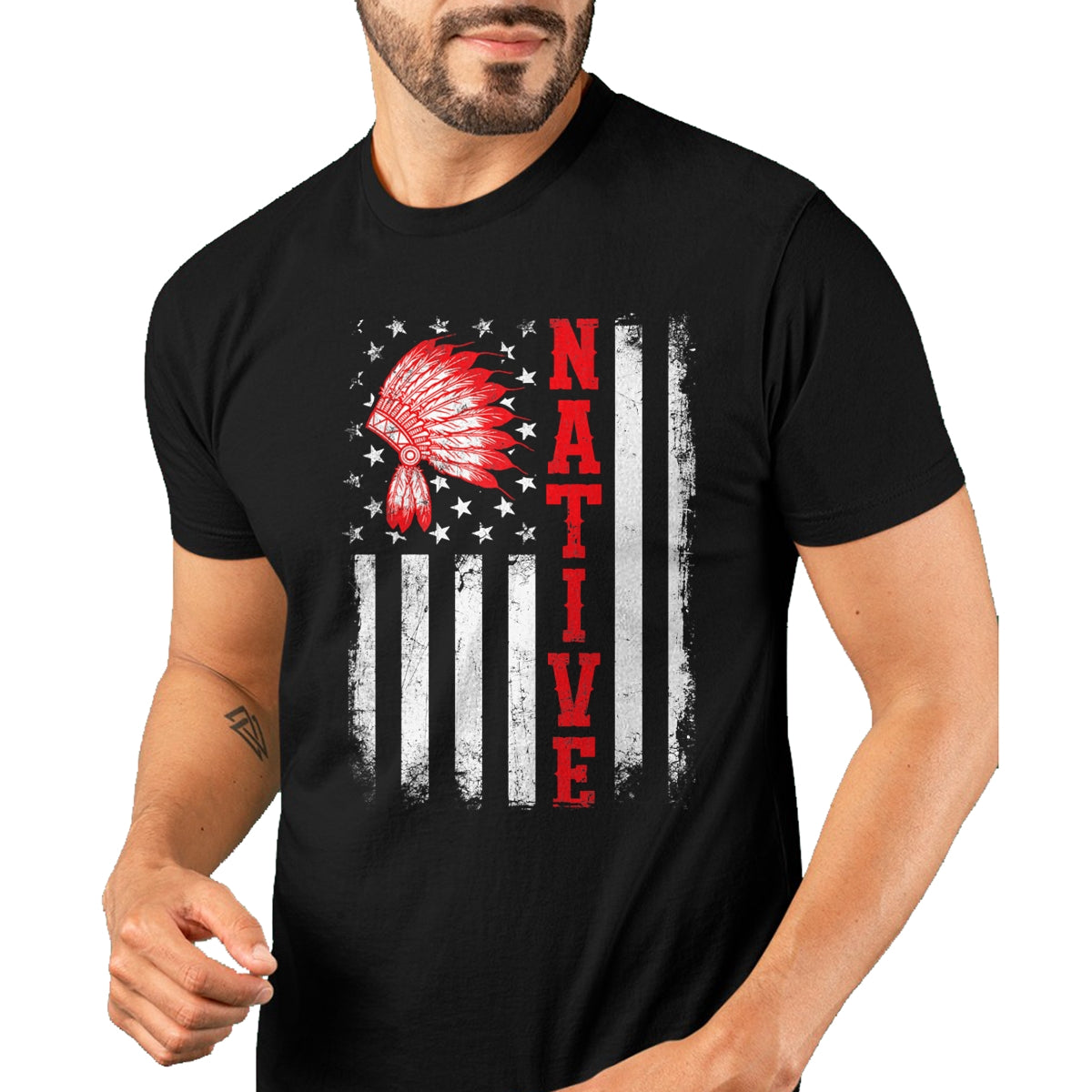 Native American T-Shirts, Vintage Native American Unisex T-Shirt/Hoodie/Sweatshirt HLT00 - Native - American Day USA Flag Cherokee Indigenous People T-Shirt (1)