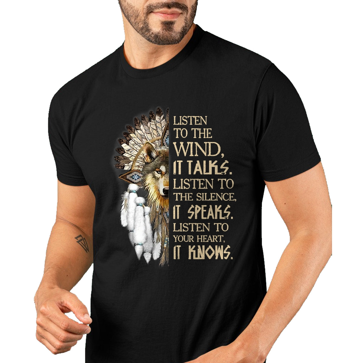 Native American T-Shirts, Vintage Native American Unisex T-Shirt/Hoodie/Sweatshirt HLT00 - Listen to the wind Eagle native american T-Shirt
