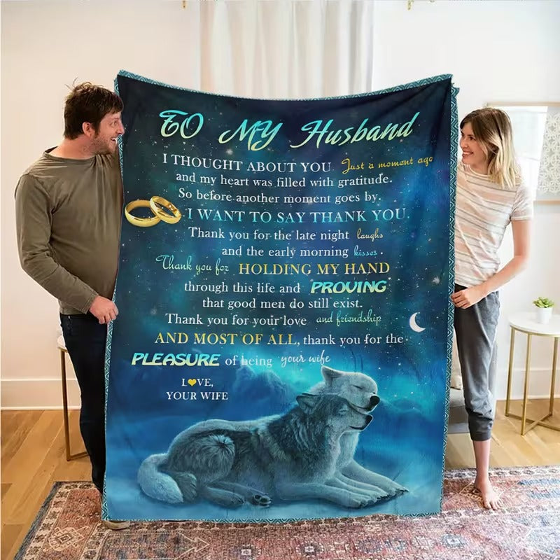 BLANKET FOR HUSBAND FROM WIFE – COMFORT & WARMTH GIFT Sherpa Fleece Blanket