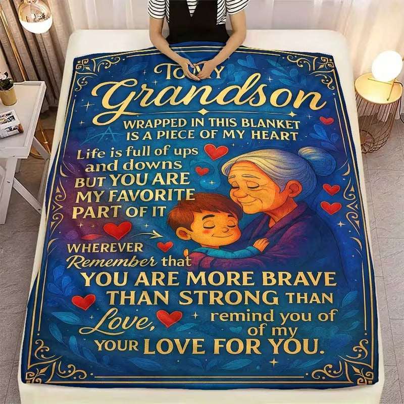 BLANKET FOR GRANDSON FROM GRANDMA – COMFORT & WARMTH GIFT Sherpa Fleece Blanket
