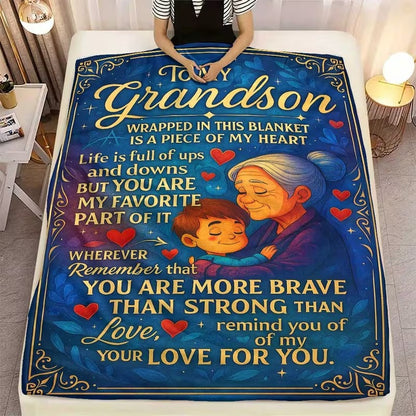 BLANKET FOR GRANDSON FROM GRANDMA – COMFORT & WARMTH GIFT Sherpa Fleece Blanket