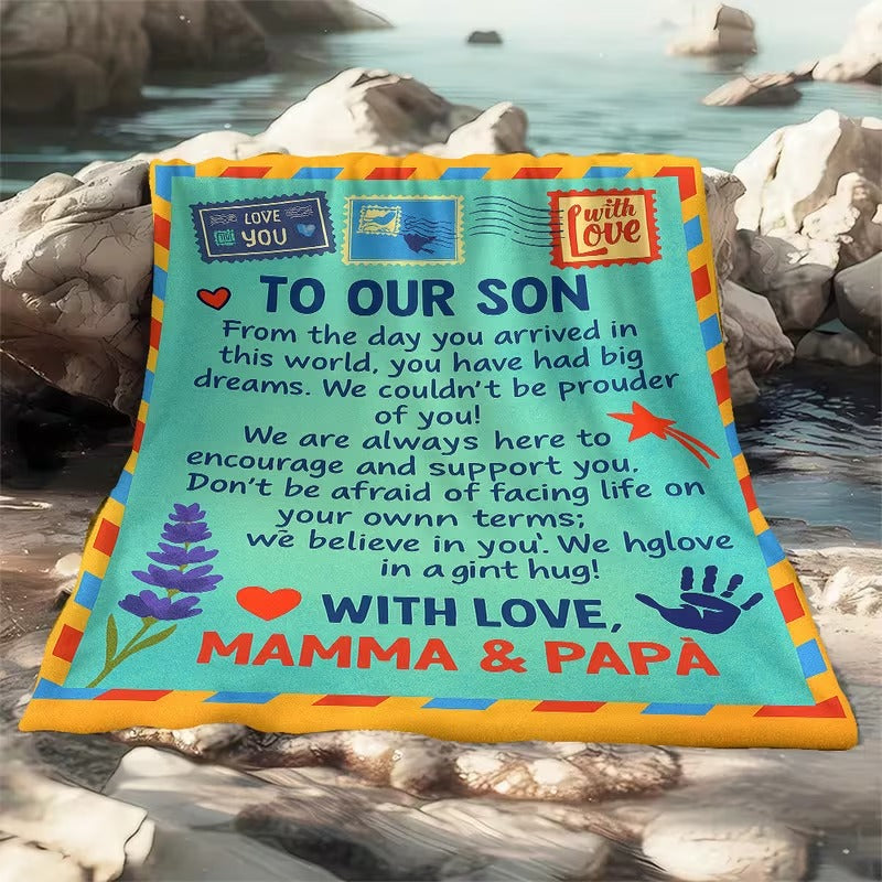 BLANKET FOR SON FROM MOM AND DAD – COMFORT & WARMTH GIFT Sherpa Fleece Blanket