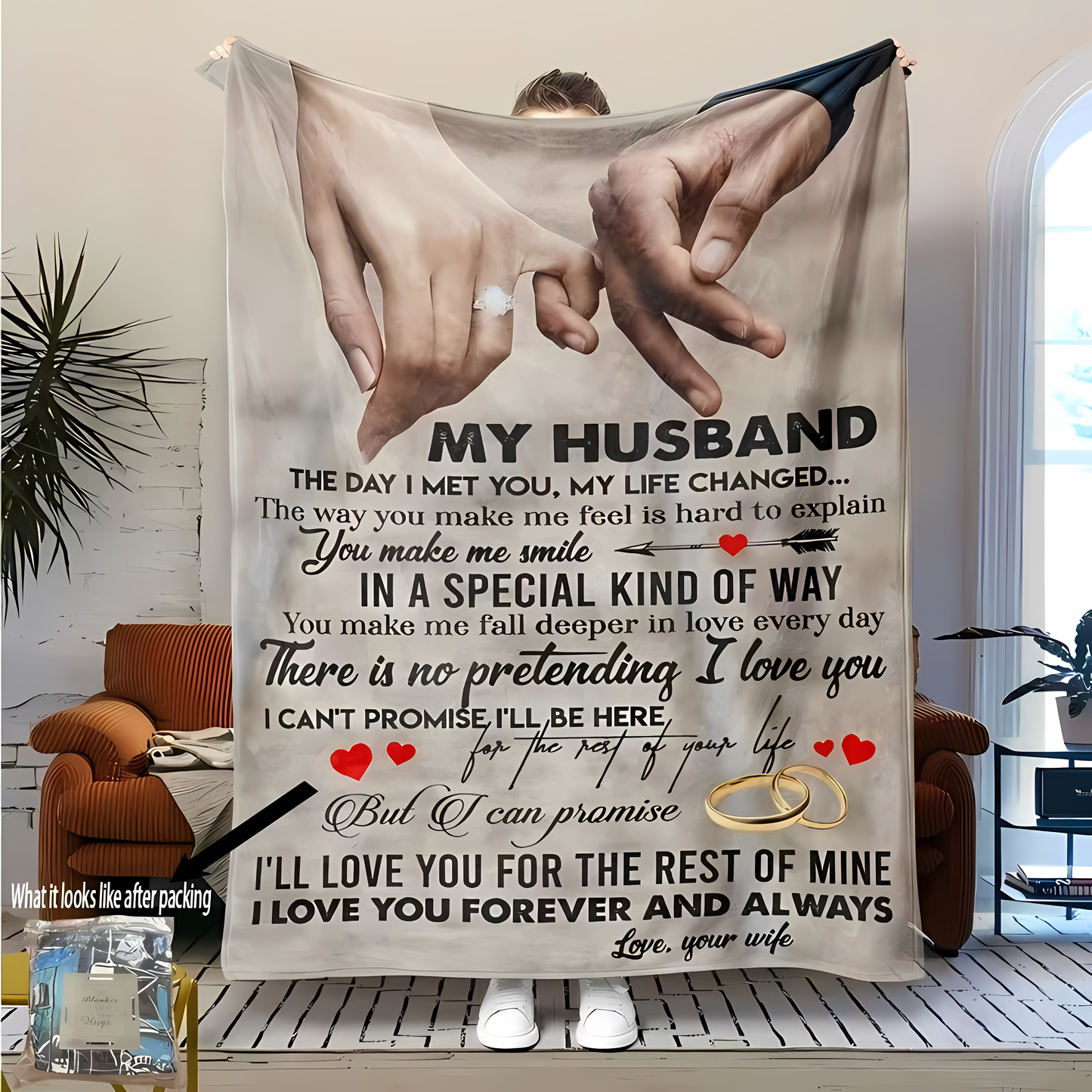 BLANKET FOR HUSBAND FROM WIFE – COMFORT & WARMTH GIFT Sherpa Fleece Blanket