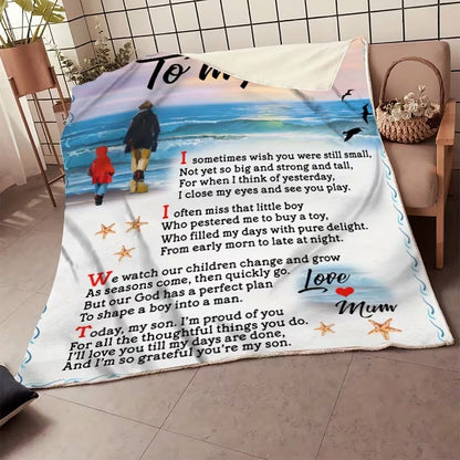 BLANKET FOR SON FROM MOM – COMFORT & WARMTH GIFT Sherpa Fleece Blanket