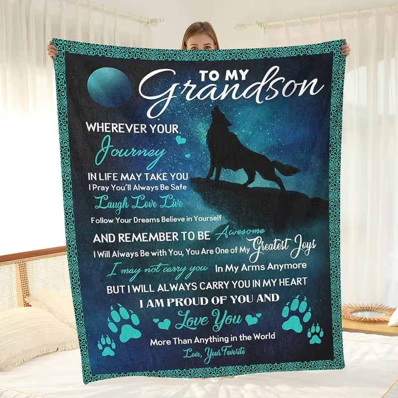 BLANKET FOR GRANDSON FROM GRANDPA – COMFORT & WARMTH GIFT Sherpa Fleece Blanket