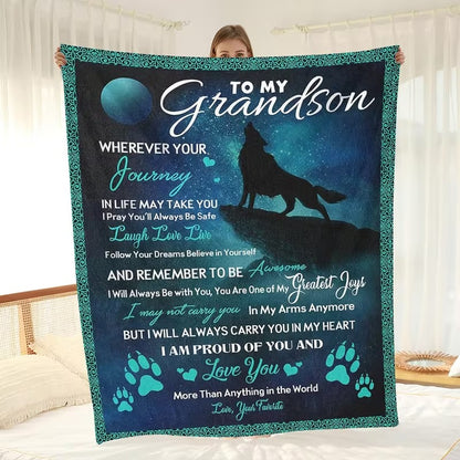 BLANKET FOR GRANDSON FROM GRANDPA – COMFORT & WARMTH GIFT Sherpa Fleece Blanket