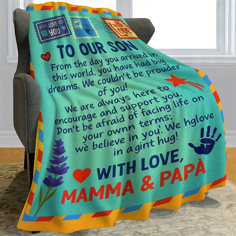 BLANKET FOR SON FROM MOM AND DAD – COMFORT & WARMTH GIFT Sherpa Fleece Blanket