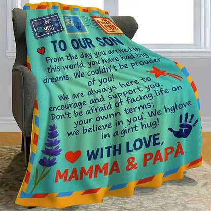 BLANKET FOR SON FROM MOM AND DAD – COMFORT & WARMTH GIFT Sherpa Fleece Blanket