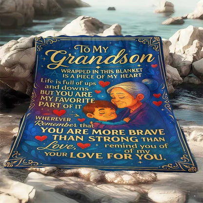 BLANKET FOR GRANDSON FROM GRANDMA – COMFORT & WARMTH GIFT Sherpa Fleece Blanket