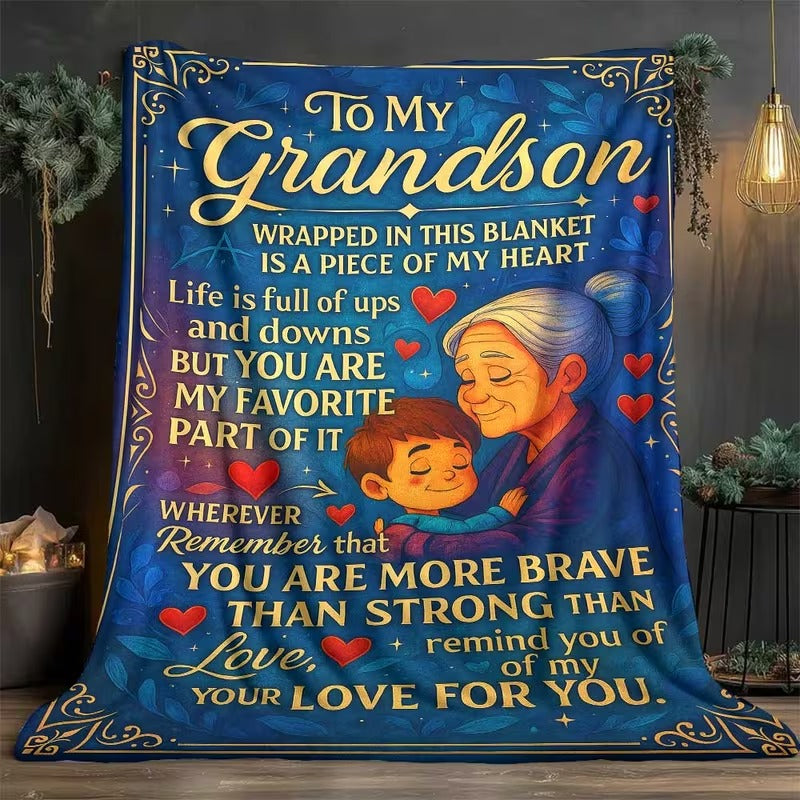 BLANKET FOR GRANDSON FROM GRANDMA – COMFORT & WARMTH GIFT Sherpa Fleece Blanket