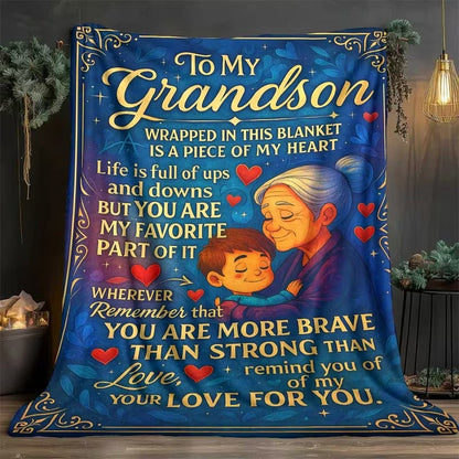 BLANKET FOR GRANDSON FROM GRANDMA – COMFORT & WARMTH GIFT Sherpa Fleece Blanket