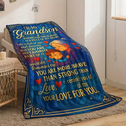 BLANKET FOR GRANDSON FROM GRANDMA – COMFORT & WARMTH GIFT Sherpa Fleece Blanket