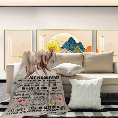 BLANKET FOR HUSBAND FROM WIFE – COMFORT & WARMTH GIFT Sherpa Fleece Blanket