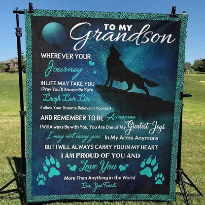 BLANKET FOR GRANDSON FROM GRANDPA – COMFORT & WARMTH GIFT Sherpa Fleece Blanket