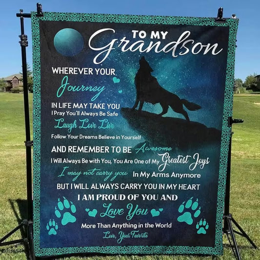 BLANKET FOR GRANDSON FROM GRANDPA – COMFORT & WARMTH GIFT Sherpa Fleece Blanket