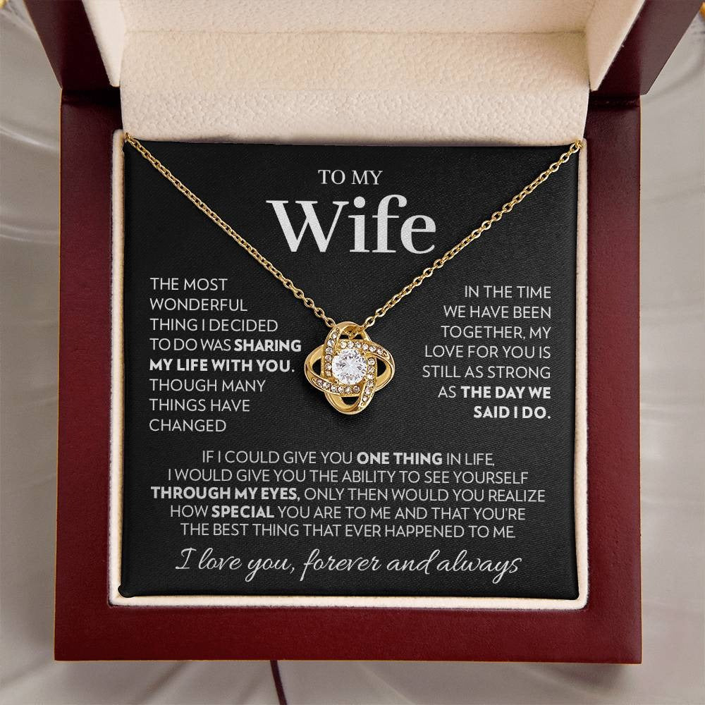 TO MY WIFE FROM HUSBAND - Premium Love Knot Necklace (SKUJ12-122)