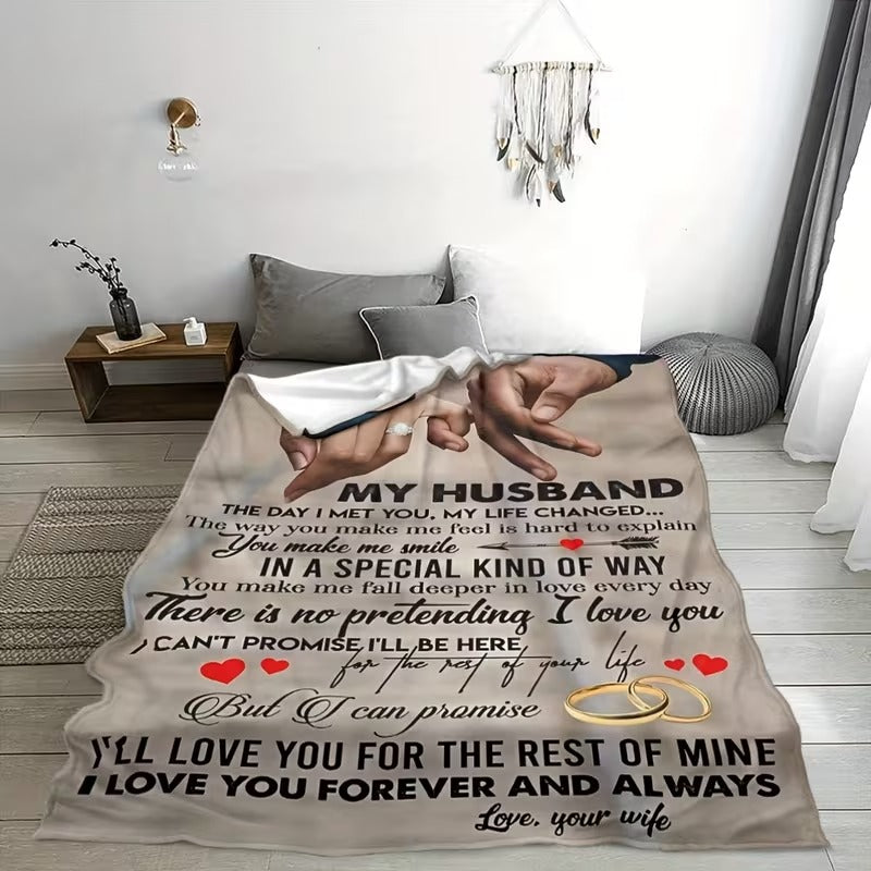 BLANKET FOR HUSBAND FROM WIFE – COMFORT & WARMTH GIFT Sherpa Fleece Blanket