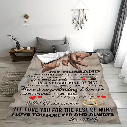 BLANKET FOR HUSBAND FROM WIFE – COMFORT & WARMTH GIFT Sherpa Fleece Blanket