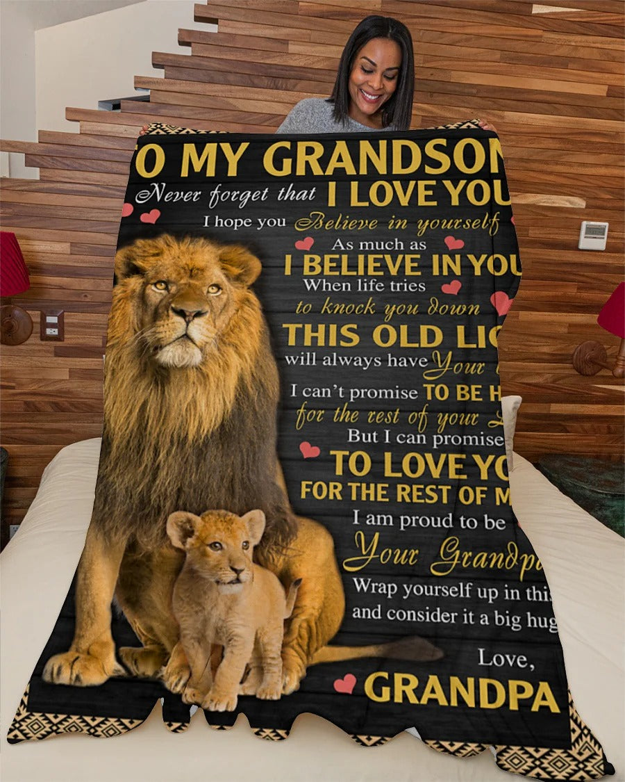 BLANKET FOR GRANDSON – COMFORT & WARMTH GIFT FROM GRANDPA  Sherpa Fleece Quilt Blanket NINA00 (SKUB09-113)
