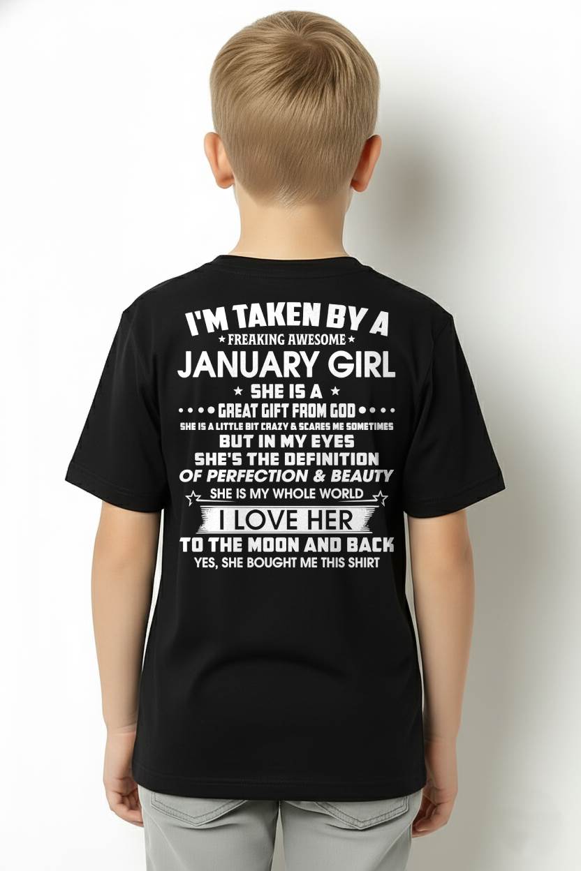 JANUARY - I'M TAKEN BY A FREAKING AWESOME JANUARY GIRL SHE IS A GREAT GIFT FROM GOD - FROM WIFE - NINA01 (SKU26T-01259-01)