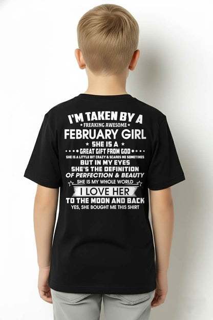 FEBRUARY – I'M TAKEN BY A FREAKING AWESOME FEBRUARY GIRL SHE IS A GREAT GIFT FROM GOD – FROM WIFE – NINA02 (SKU26T-01259-02)
