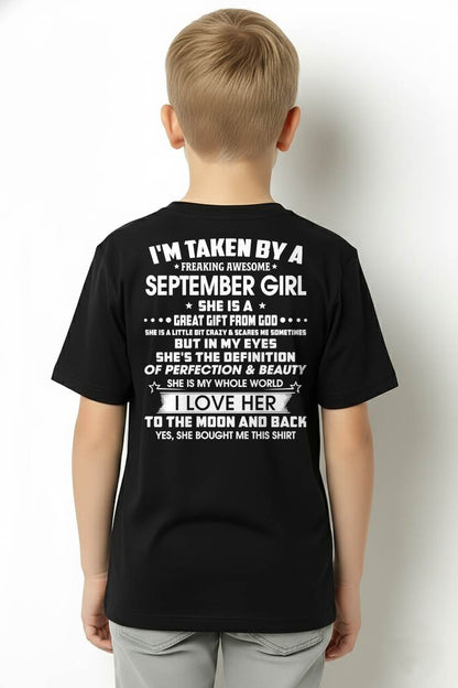 SEPTEMBER – I'M TAKEN BY A FREAKING AWESOME SEPTEMBER GIRL SHE IS A GREAT GIFT FROM GOD – FROM WIFE – NINA09 (SKU26T-01259-09)