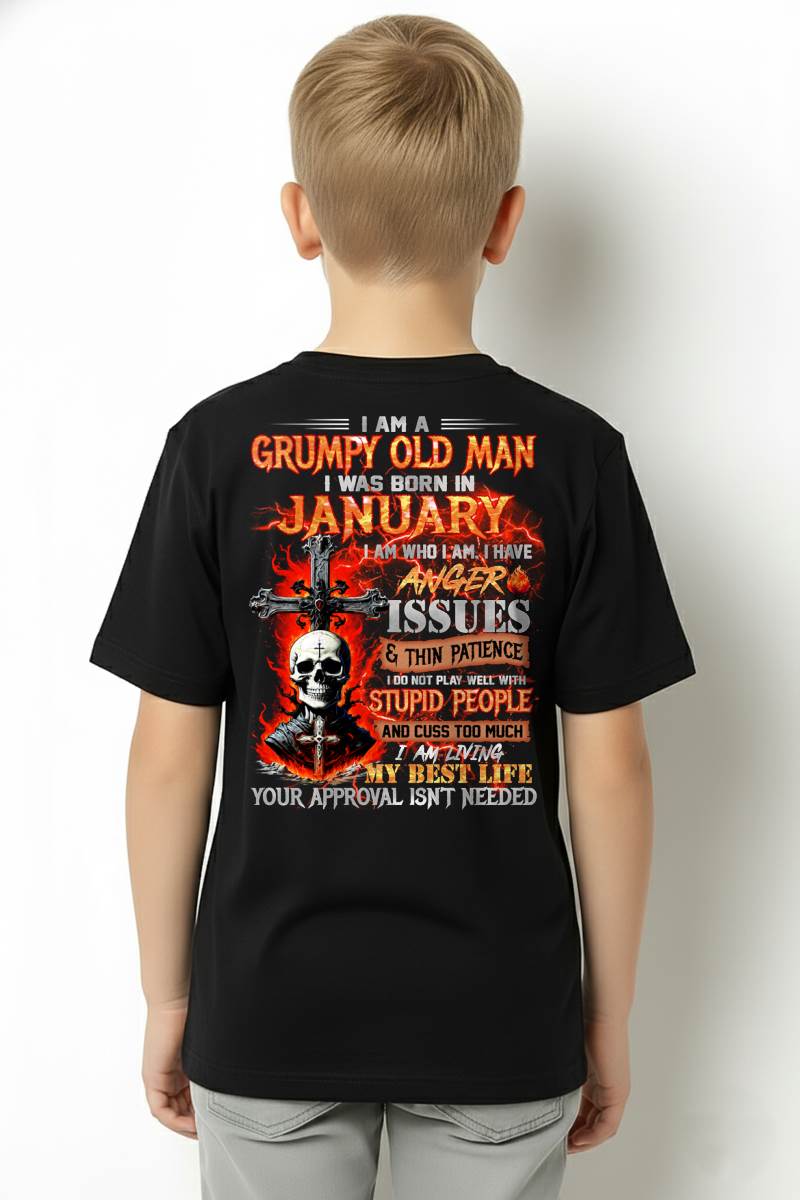 JANUARY – I DO NOT PLAY WELL WITH STUPID PEOPLE AND I CUSS TOO MUCH – MAN TEE - NINA01 (SKU12-319-01)