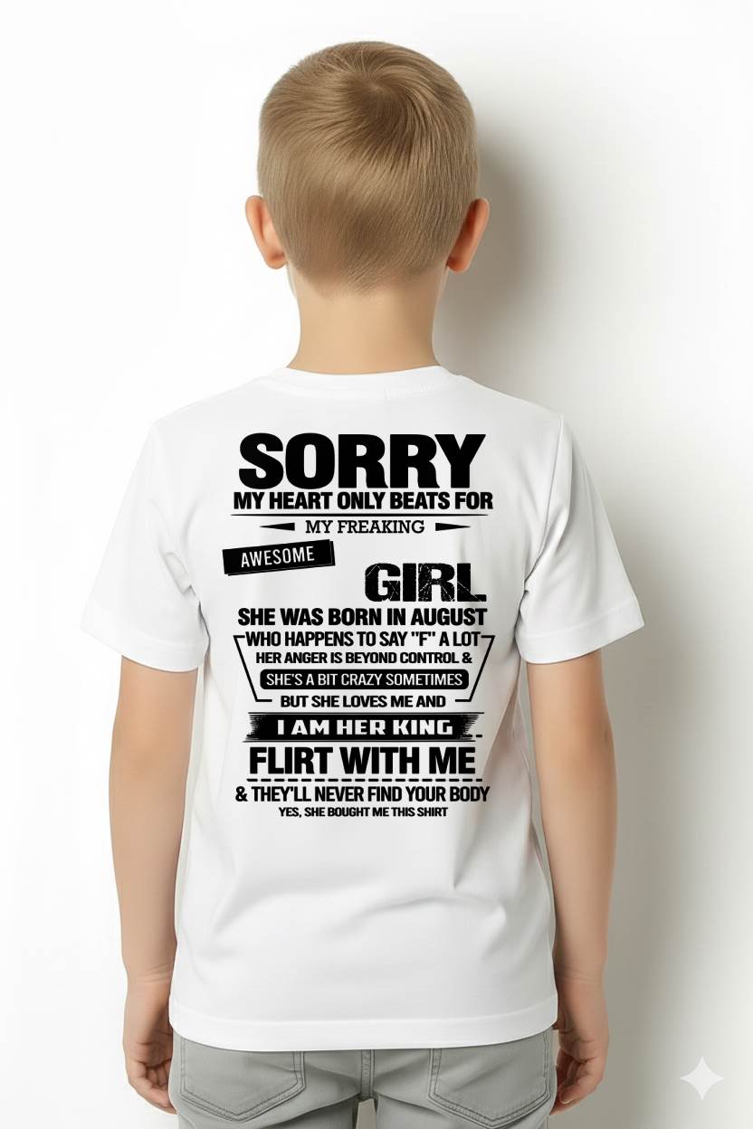 AUGUST - SORRY MY HEART ONLY BEATS FOR MY FREAKING AWESOME GIRL - FROM WIFE - NINA08 (SKU26T-01-59-08)