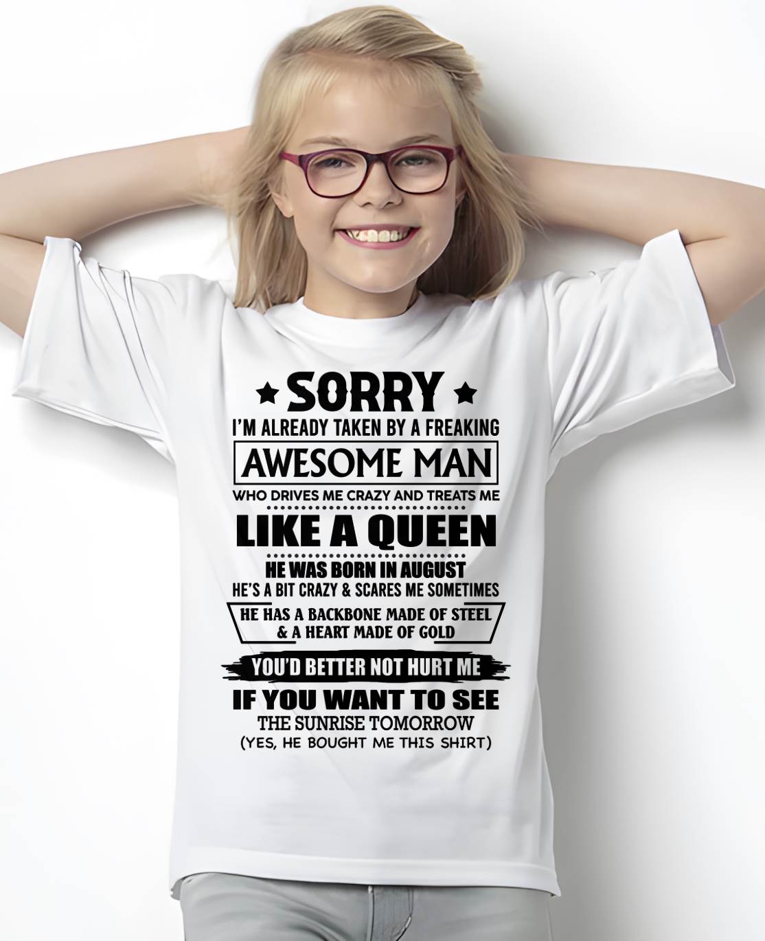 AUGUST - HE HAS A BACKBONE MADE OF STEEL AND A HEART MADE OF GOLD - FROM HUSBAND - NINA08 (SKU26T-0199-08)