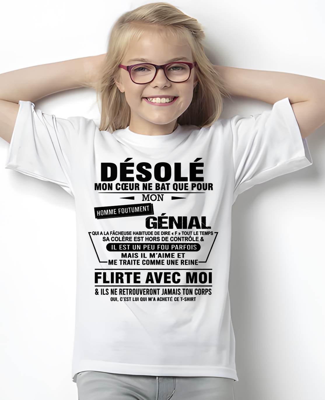 DÉSOLÉ MON CŒUR NE BAT QUE POUR MON HOMME FOUTUMENT GÉNIAL - DE SON MARI - FR00/NINA00 (SKU26T-01161-00)