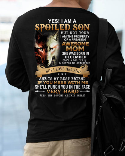 December - Lucky Son of Awesome Mom - Perfect Gift for Son From Mom - NINA12 (SKU10-128-12)