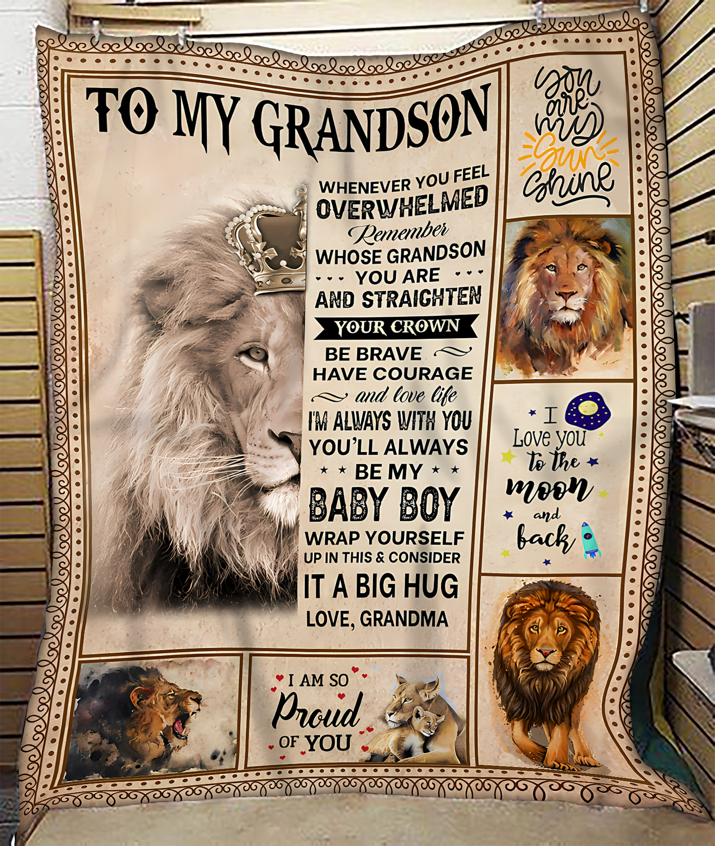 BLANKET FOR GRANDSON – COMFORT & WARMTH GIFT FROM GRANDMA  Sherpa Fleece Quilt Blanket NINA00 (SKUB12-BLK-02)