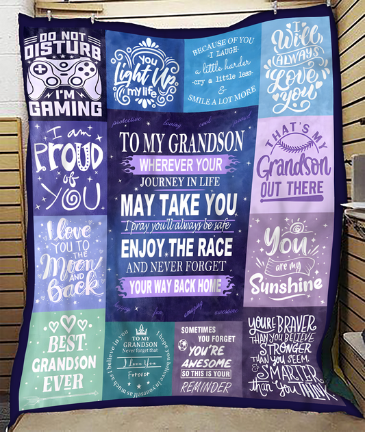 BLANKET FOR GRANDSON – COMFORT & WARMTH GIFT FROM GRANDPARENTS  Sherpa Fleece Quilt Blanket NINA00 (SKUB11-BLK-02)