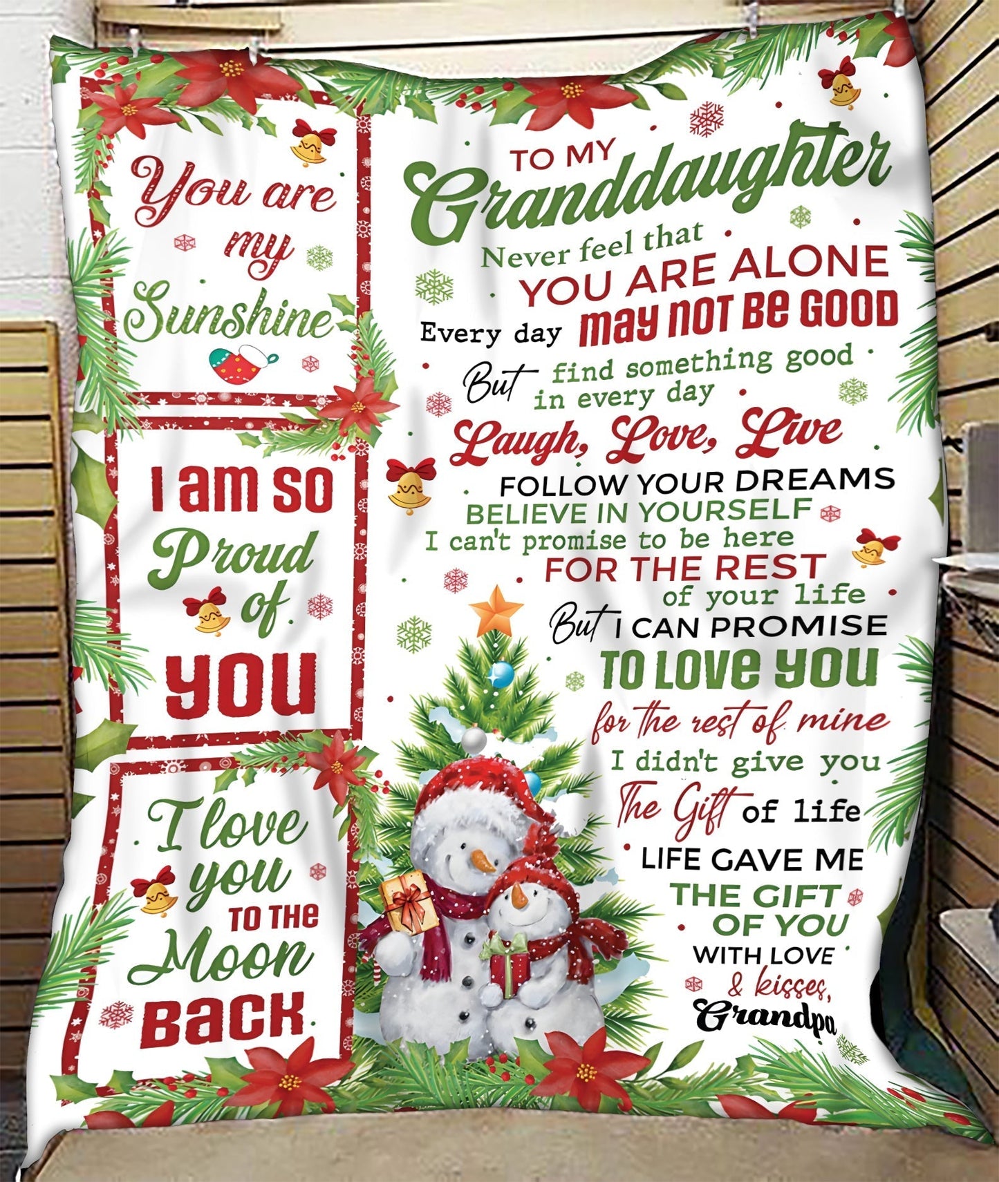 BLANKET FOR GRANDDAUGHTER – COMFORT & WARMTH CHRISTMAS GIFT FROM GRANDPA  Sherpa Fleece Quilt Blanket NINA00 (SKUB10-184)