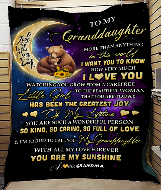 BLANKET FOR GRANDDAUGHTER – COMFORT & WARMTH GIFT FROM GRANDMA  Sherpa Fleece Quilt Blanket NTTD00 (SKUB-BLK-GMD3)