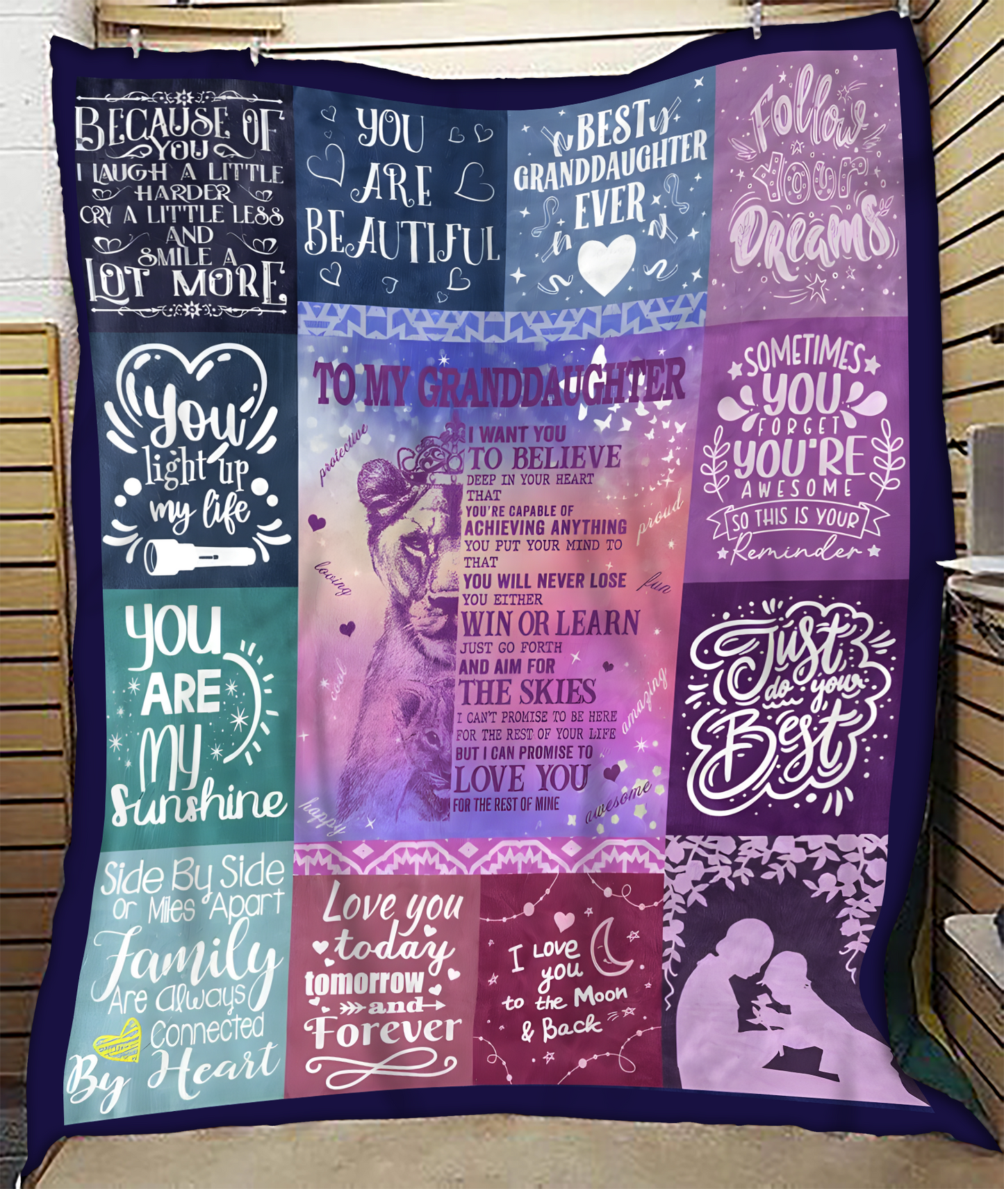 BLANKET FOR GRANDDAUGHTER – COMFORT & WARMTH GIFT FROM GRANDPARENTS  Sherpa Fleece Quilt Blanket NINA00 (SKUB11-BLK-04)