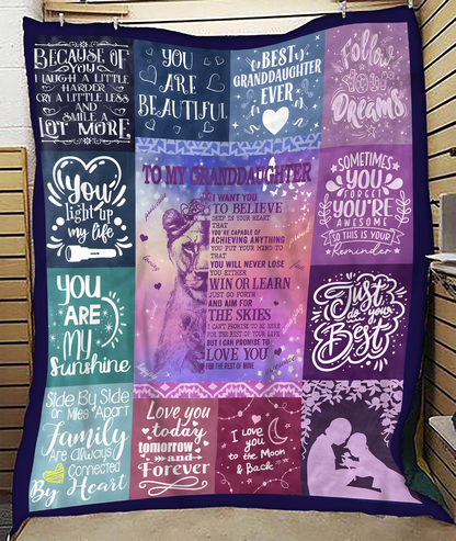 BLANKET FOR GRANDDAUGHTER – COMFORT & WARMTH GIFT FROM GRANDPARENTS  Sherpa Fleece Quilt Blanket NINA00 (SKUB11-BLK-04)