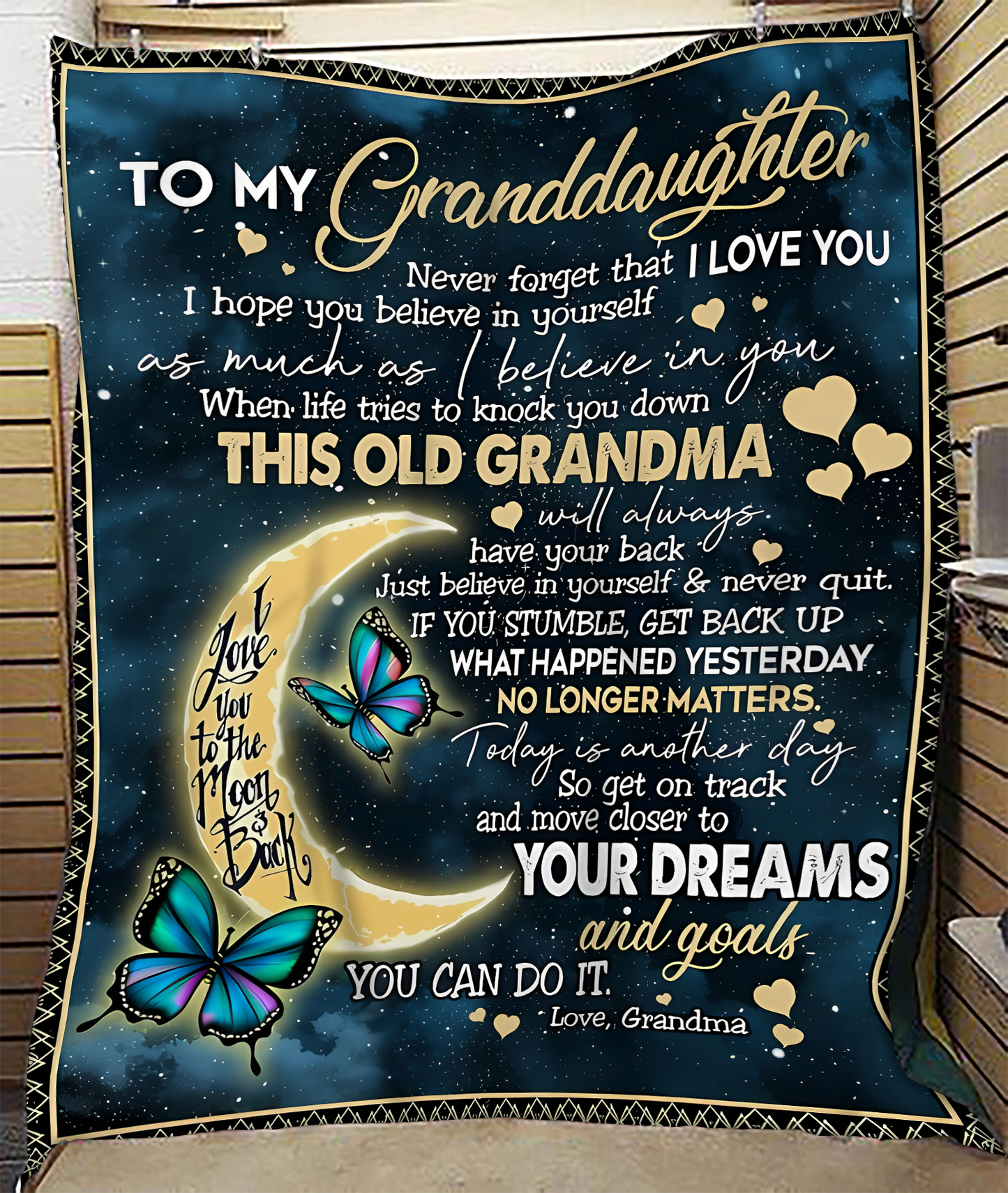 BLANKET FOR GRANDDAUGHTER – COMFORT & WARMTH GIFT FROM GRANDMA  Sherpa Fleece Quilt Blanket NINA00 (SKUB-BLK-GMD2)